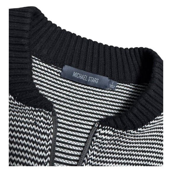 MICHAEL STARS Striped Zip Luxury Designer Knit Sweater Cardigan Jacket Men Large - Picture 3 of 6